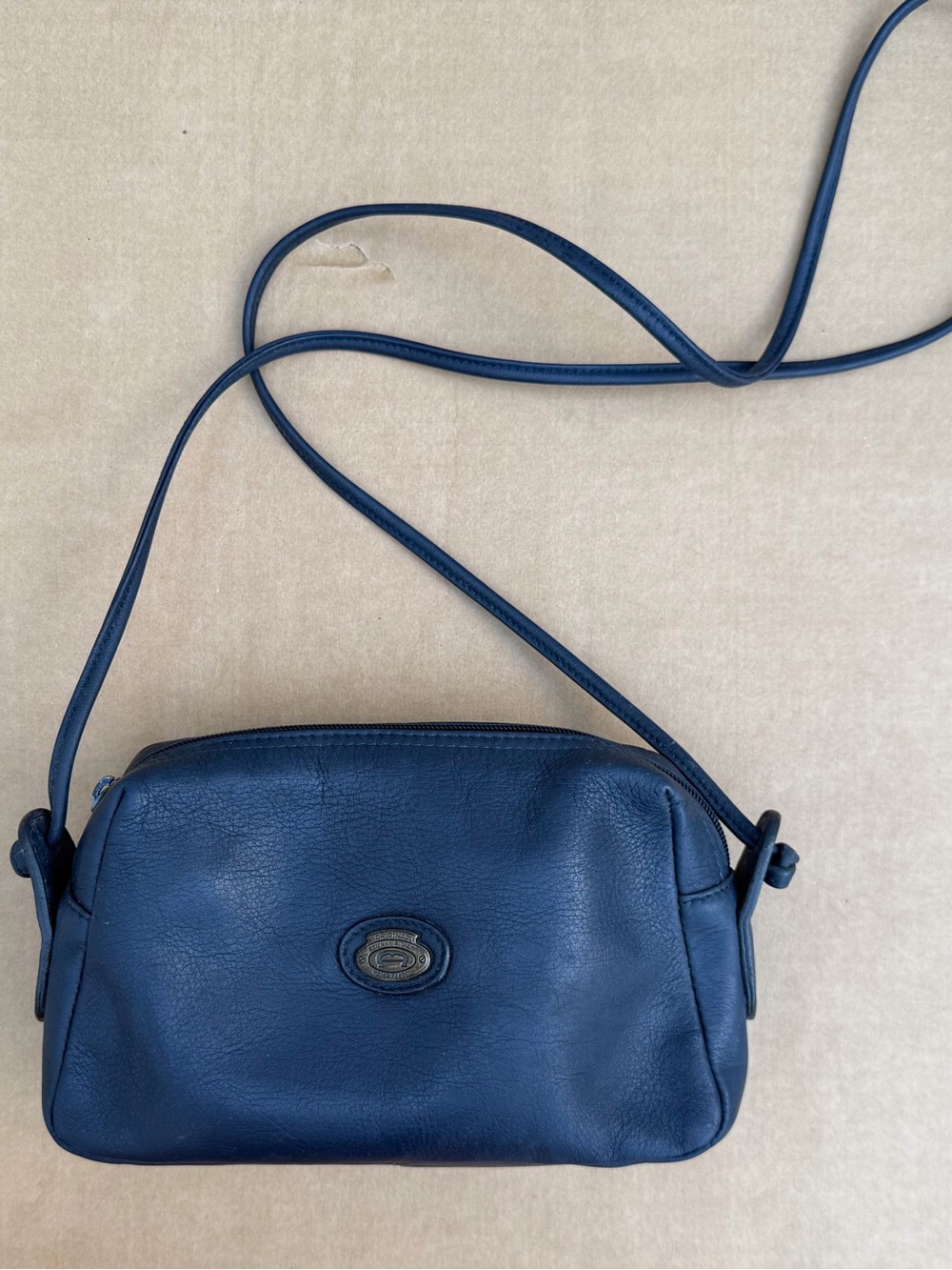 Vintage Etienne Aigner Blue Leather Crossbody Shoulder Bag Handcrafted 10”